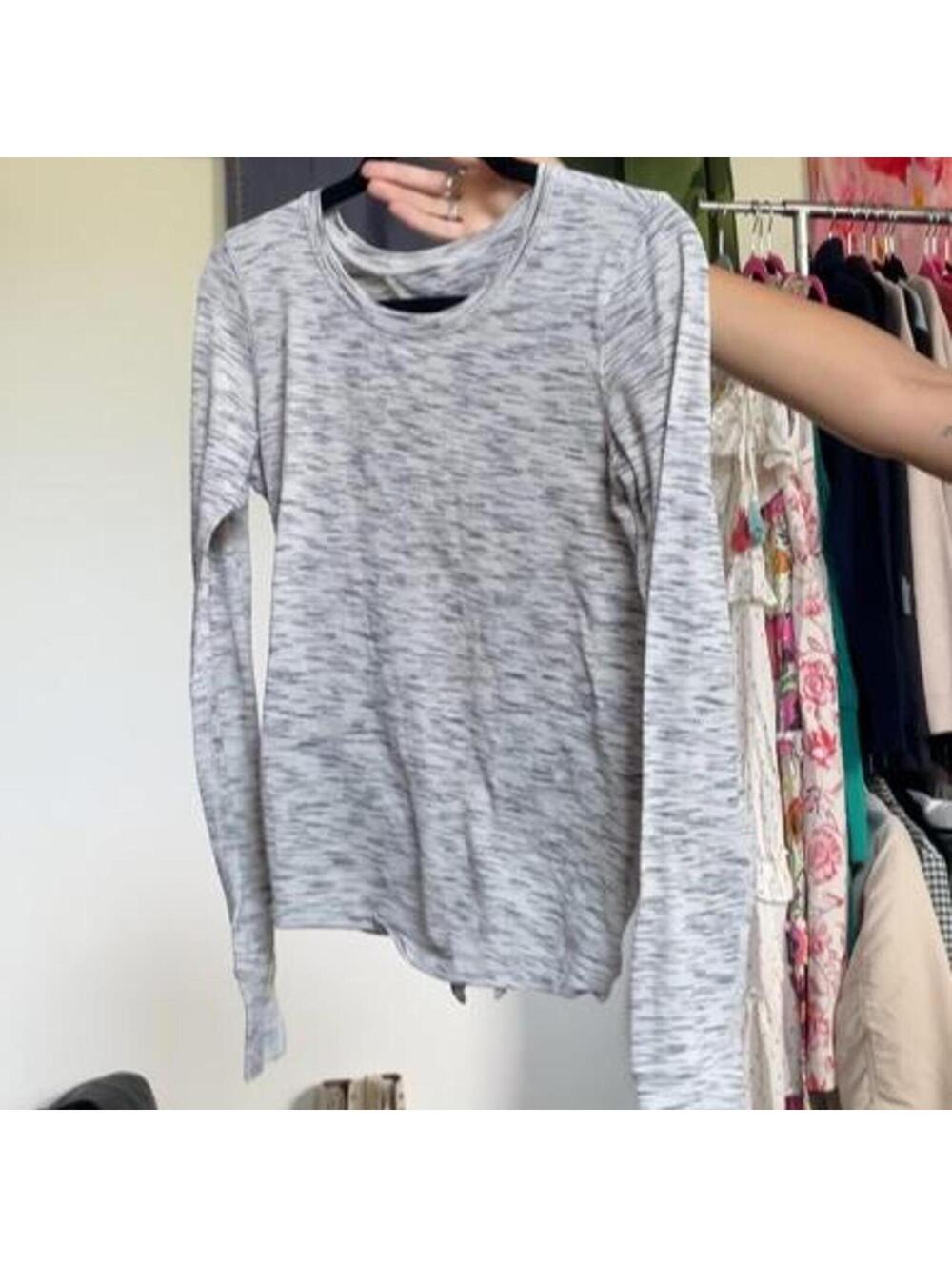 lululemon Grey long sleeve top with back cut out